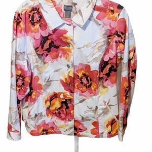 Chicos, Size 3=16, floral button down jacket